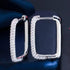 Exquisite Micro Pave 14K White Gold Plated Rectangular Cubic Zircon Hoop Earring